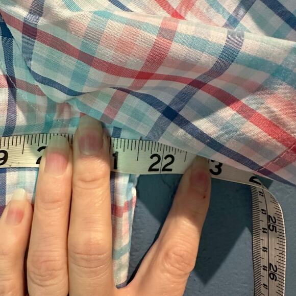 IZOD NWT Size Medium plaid short sleeve button down preppy casual date - Picture 5 of 8